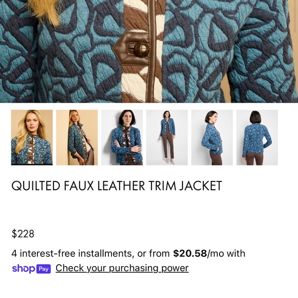 NIC+ZOE Teal and Brown Bomber Jacket - Picture 5 of 6